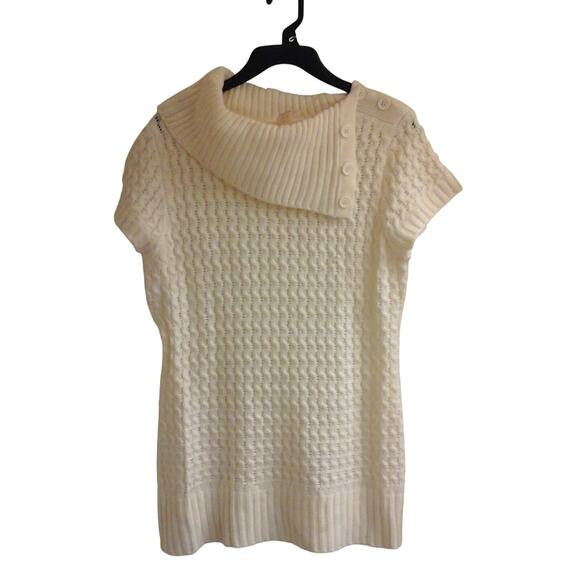 Y2K No Boundaries sweater, junior girls sz 11-13, short sleeve, Ivory, High Neck - Picture 1 of 4